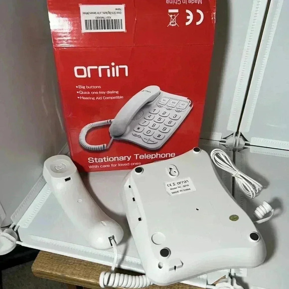 Ornin S016+ Big Button Corded Stationary Telephone W/ Speaker For Seniors White - Picture 2 of 5